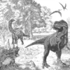 Art For The Home Black & White Sketched Dinosaur Matt Mural