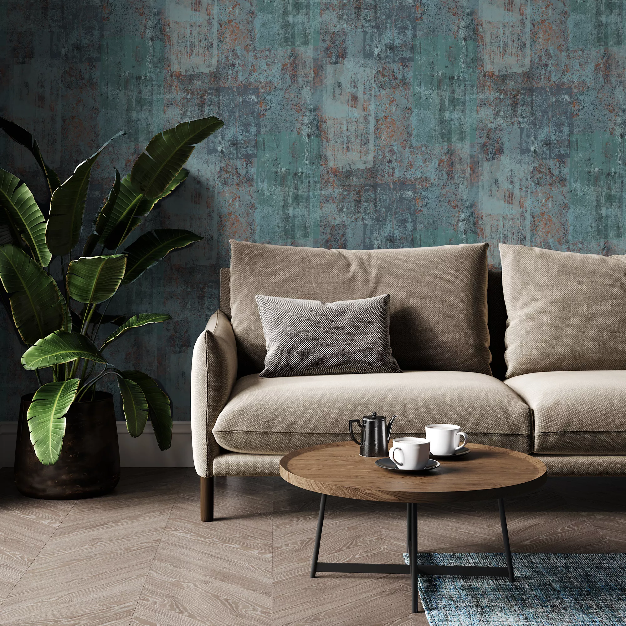 Boutique Industrial Concrete Blue Concrete Effect Textured Wallpaper 7 Boutique Industrial Concrete Blue Concrete Effect Textured Wallpaper - Image 5