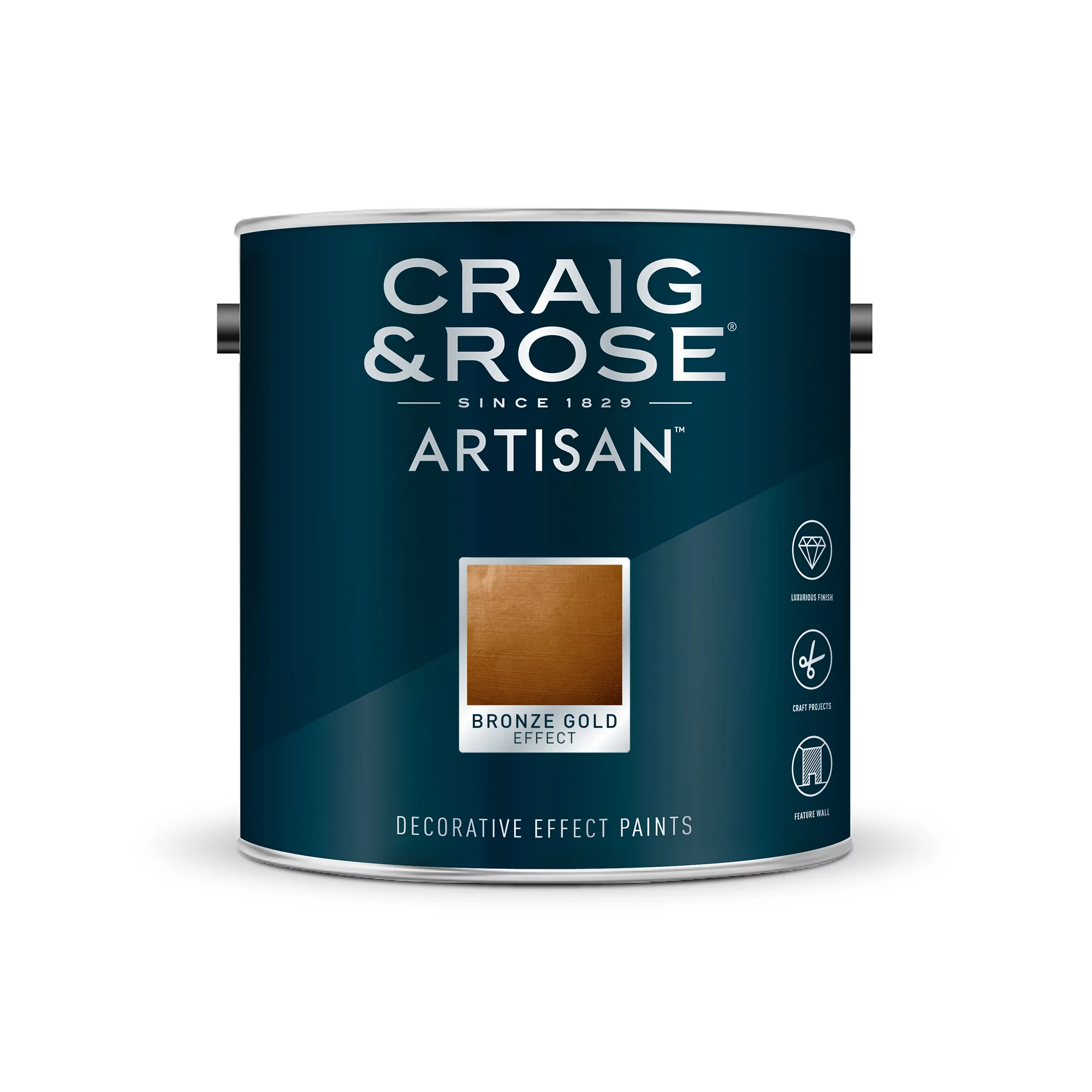 Craig & Rose Artisan Bronze Gold Effect Mid Sheen Topcoat Special Effect Paint, 2.5L 4 Craig & Rose Artisan Bronze Gold Effect Mid Sheen Topcoat Special Effect Paint, 2.5L - Image 2