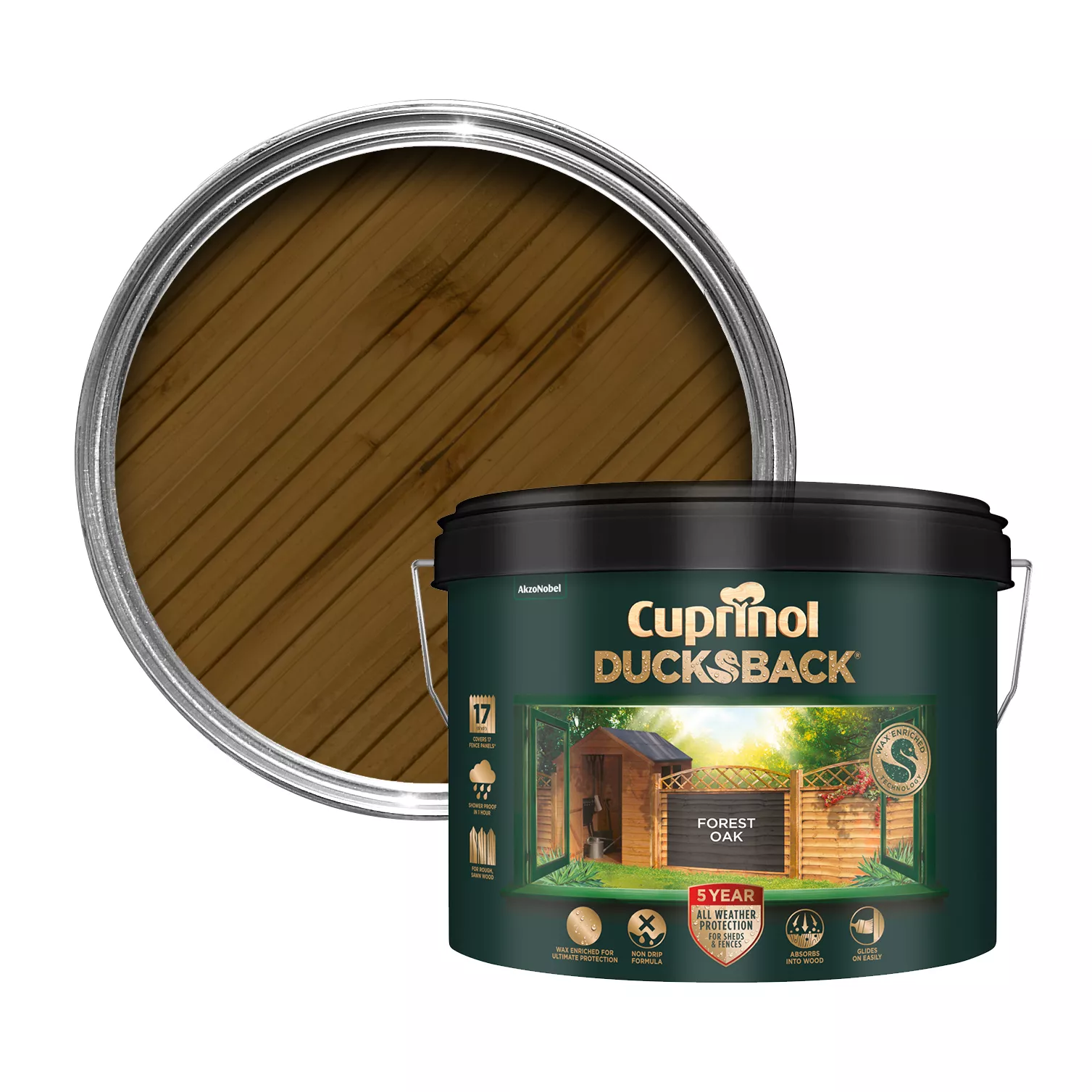 Cuprinol 5 Year Ducksback Forest Oak Fence & Shed Treatment, 9L 3 Cuprinol 5 Year Ducksback Forest Oak Fence & Shed Treatment, 9L