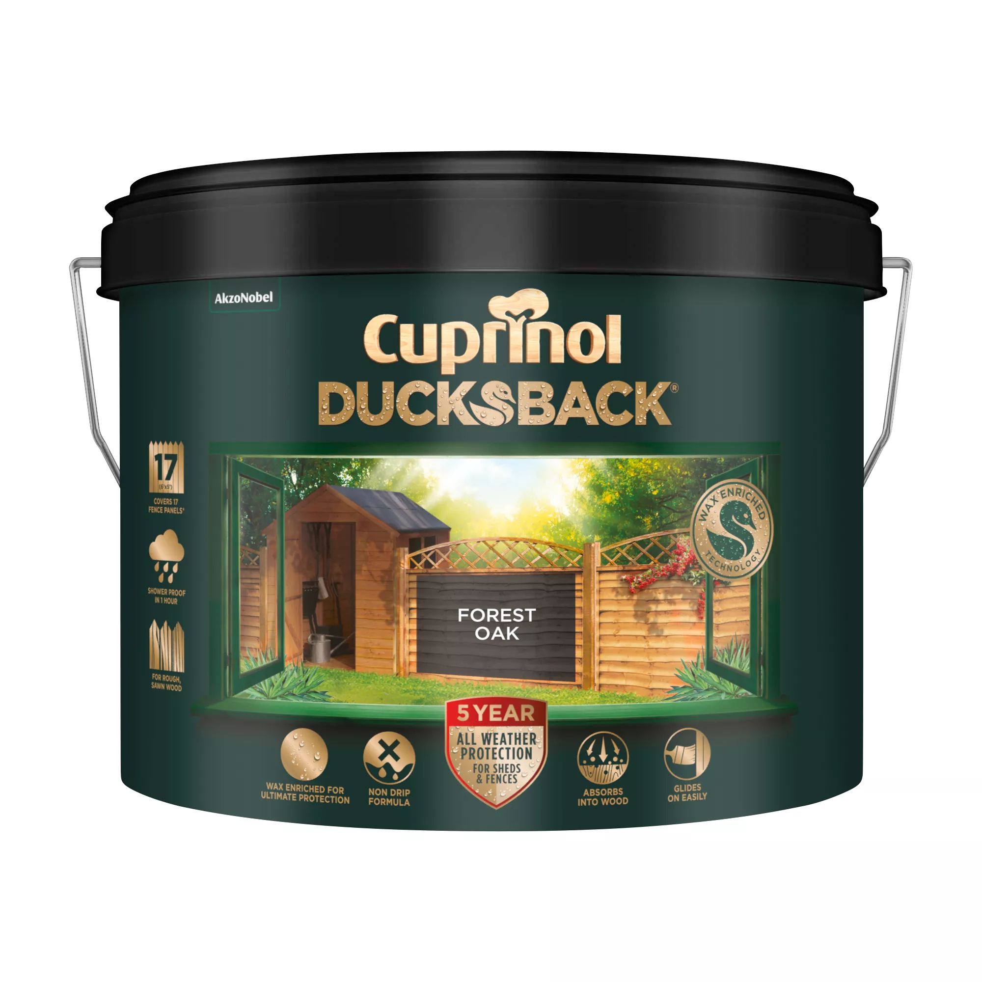 Cuprinol 5 Year Ducksback Forest Oak Fence & Shed Treatment, 9L 4 Cuprinol 5 Year Ducksback Forest Oak Fence & Shed Treatment, 9L - Image 2