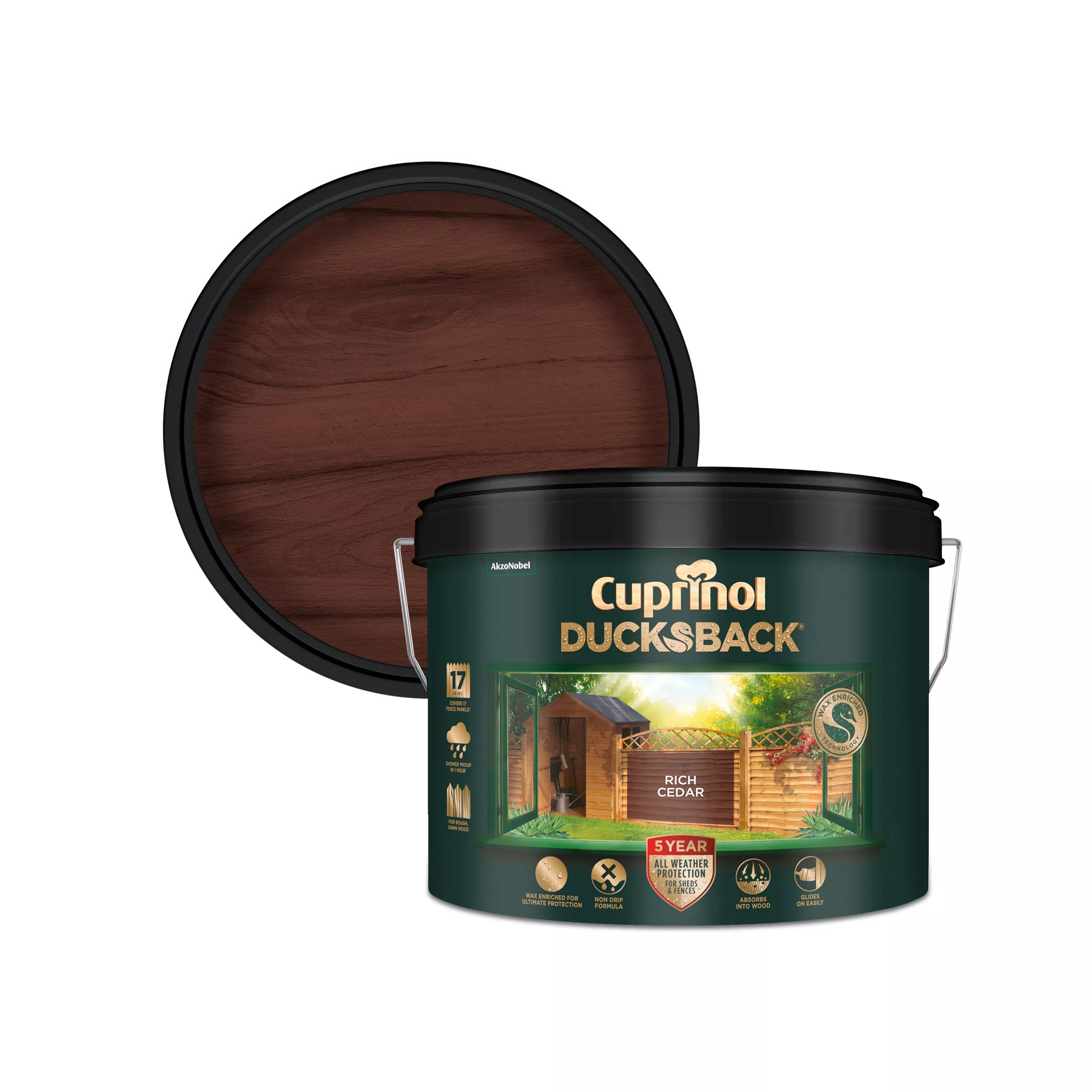 Cuprinol 5 Year Ducksback Rich Cedar Fence & Shed Treatment, 9L 3 Cuprinol 5 Year Ducksback Rich Cedar Fence & Shed Treatment, 9L
