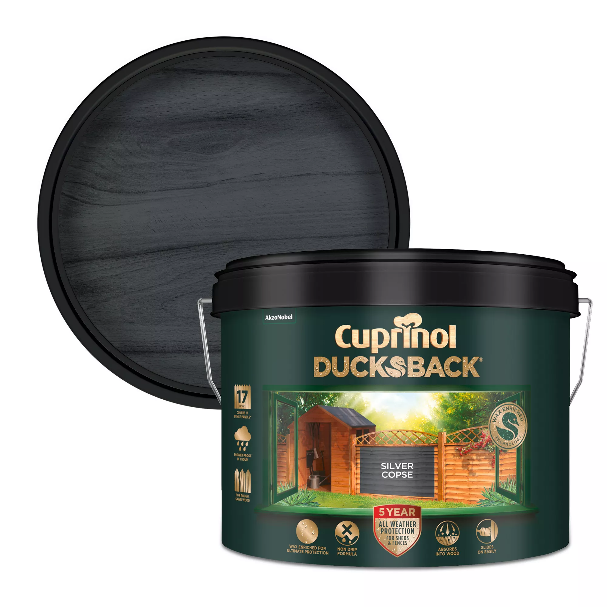 Cuprinol 5 Year Ducksback Silver Copse Matt Exterior Wood Paint, 9L 3 Cuprinol 5 Year Ducksback Silver Copse Matt Exterior Wood Paint, 9L