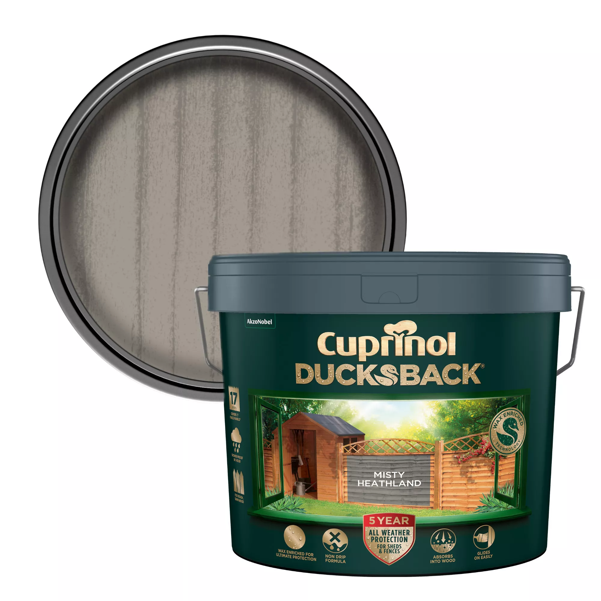 Cuprinol Ducksback Misty Heathland Matt Arbours, Fencing, Gates, Sheds & Summerhouses Treatment, 9L 3 Cuprinol Ducksback Misty Heathland Matt Arbours, Fencing, Gates, Sheds & Summerhouses Treatment, 9L