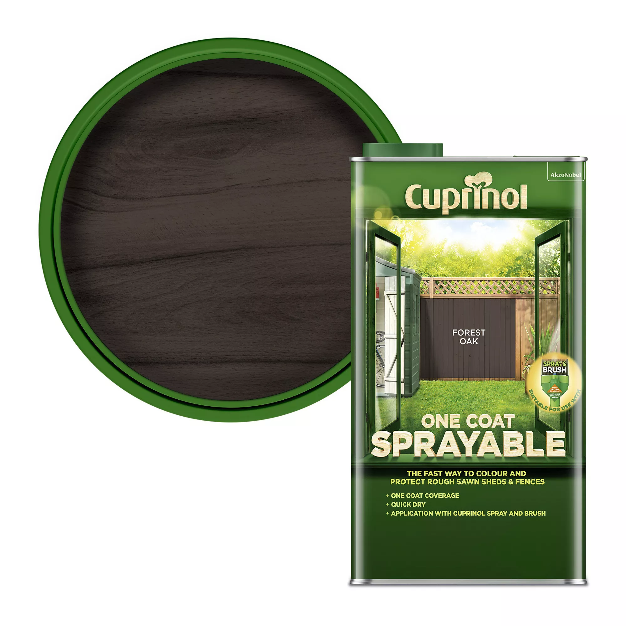 Cuprinol One Coat Sprayable Forest Oak Matt Fence & Shed Treatment, 5L 3 Cuprinol One Coat Sprayable Forest Oak Matt Fence & Shed Treatment, 5L