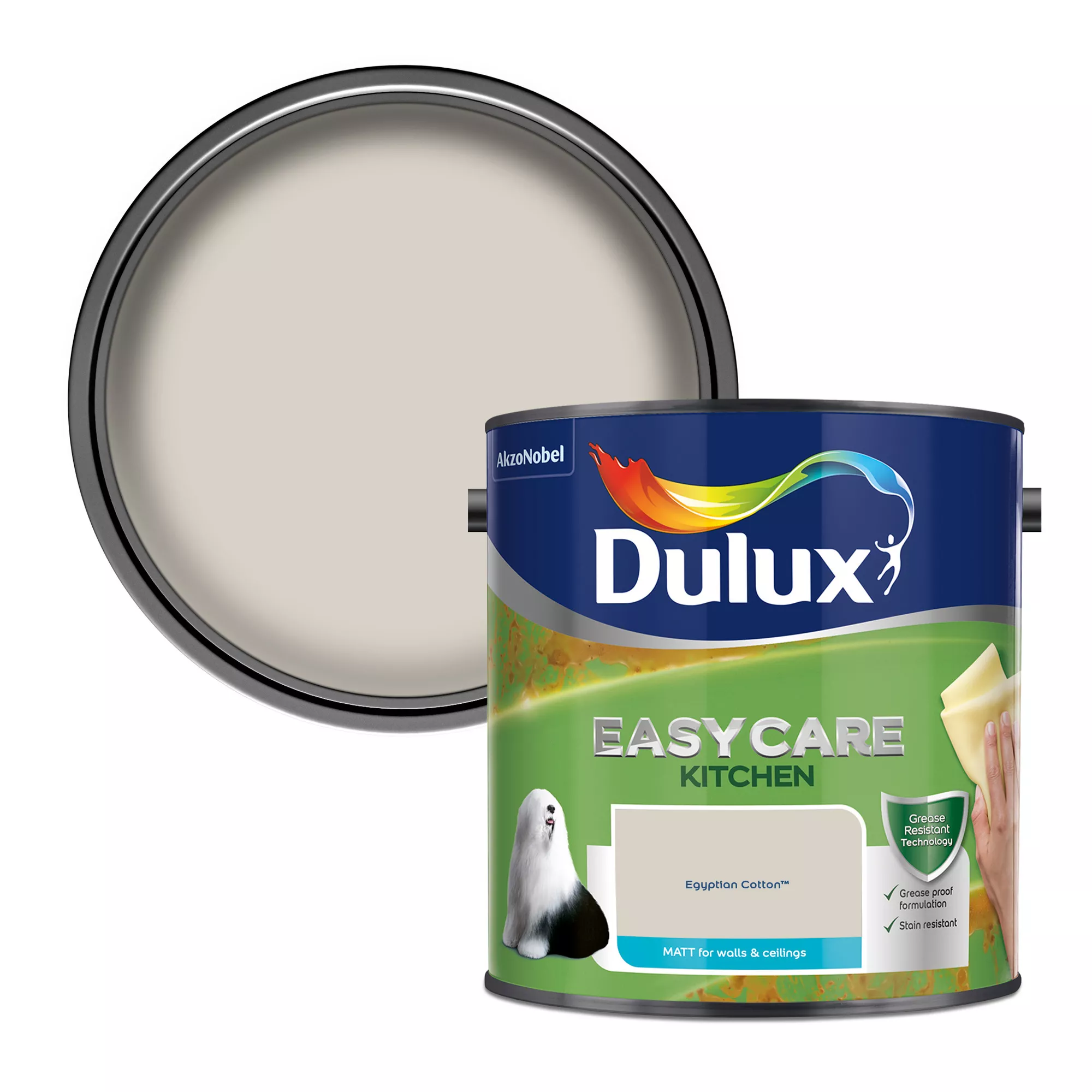 Dulux Easycare Kitchen Egyptian Cotton Matt Emulsion Paint, 2.5L 3 Dulux Easycare Kitchen Egyptian Cotton Matt Emulsion Paint, 2.5L