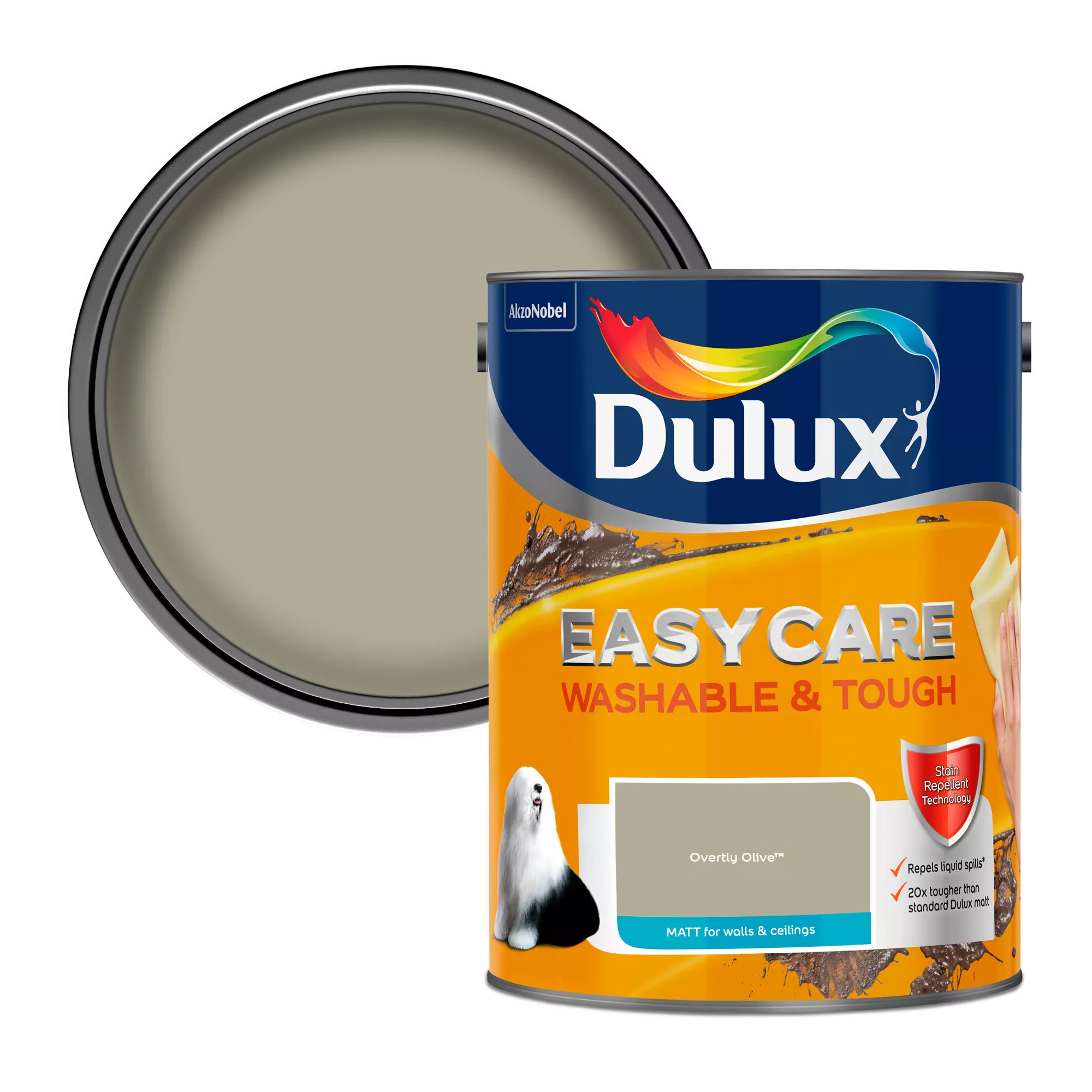 Dulux Easycare Washable & Tough Overtly Olive Matt Wall Paint, 5L 3 Dulux Easycare Washable & Tough Overtly Olive Matt Wall Paint, 5L