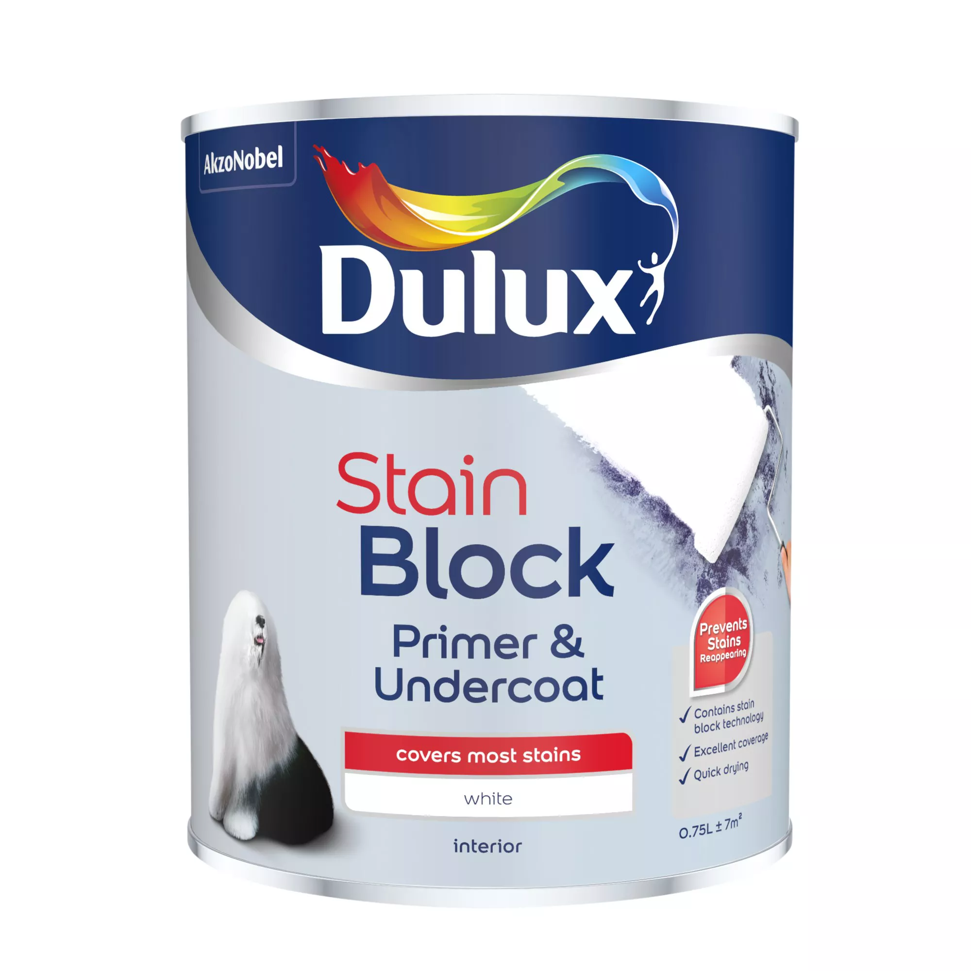 Dulux Stain Block White Primer & Undercoat, 750ml 4 Dulux Stain Block White Primer & Undercoat, 750ml - Image 2