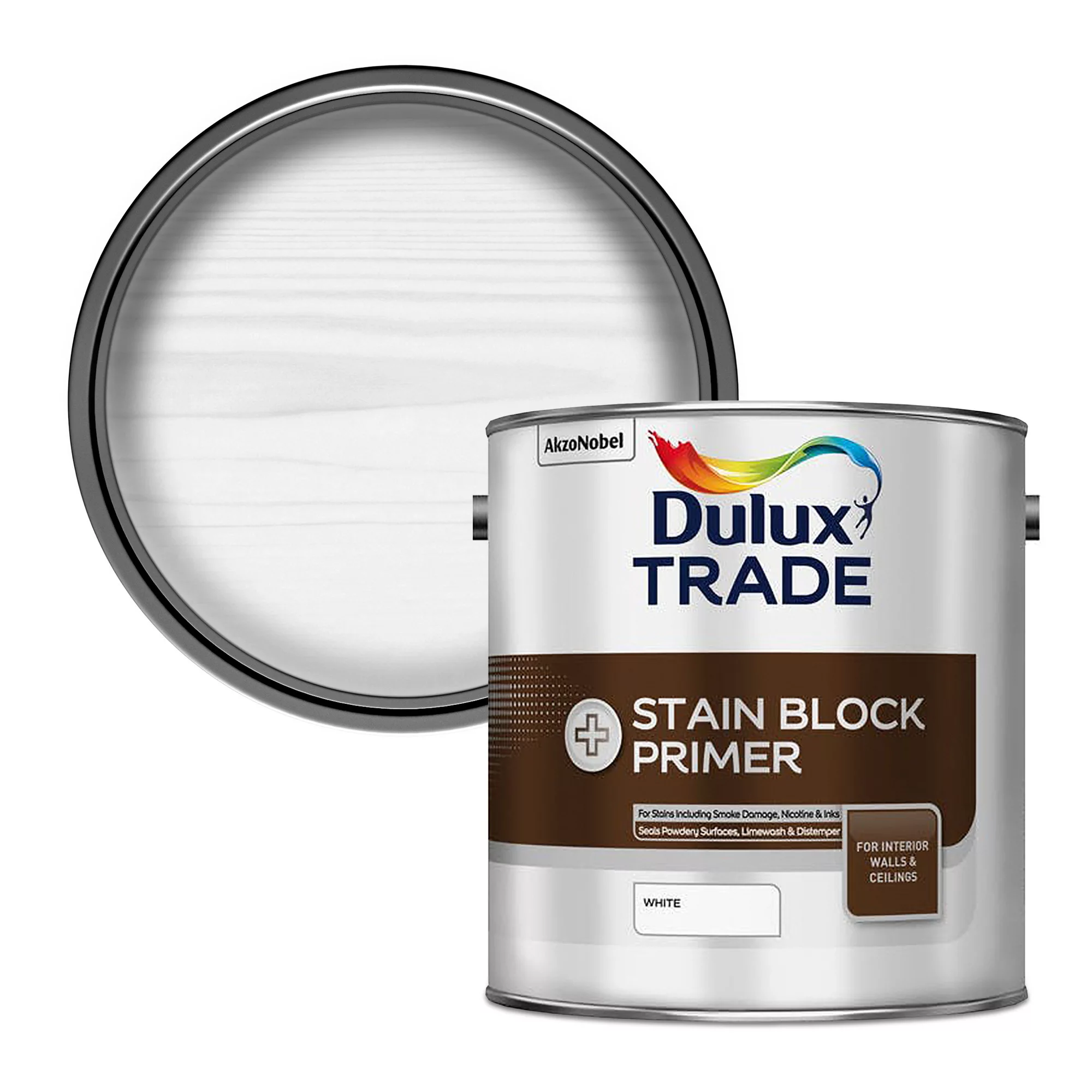 Dulux Trade Plus White Wall & Ceiling Matt Stain Block Primer, 2.5L 3 Dulux Trade Plus White Wall & Ceiling Matt Stain Block Primer, 2.5L