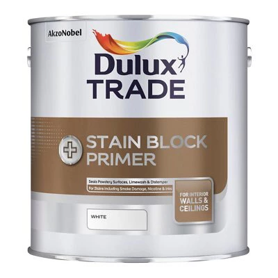 Dulux Trade Plus White Wall & Ceiling Matt Stain Block Primer, 2.5L 4 Dulux Trade Plus White Wall & Ceiling Matt Stain Block Primer, 2.5L - Image 2