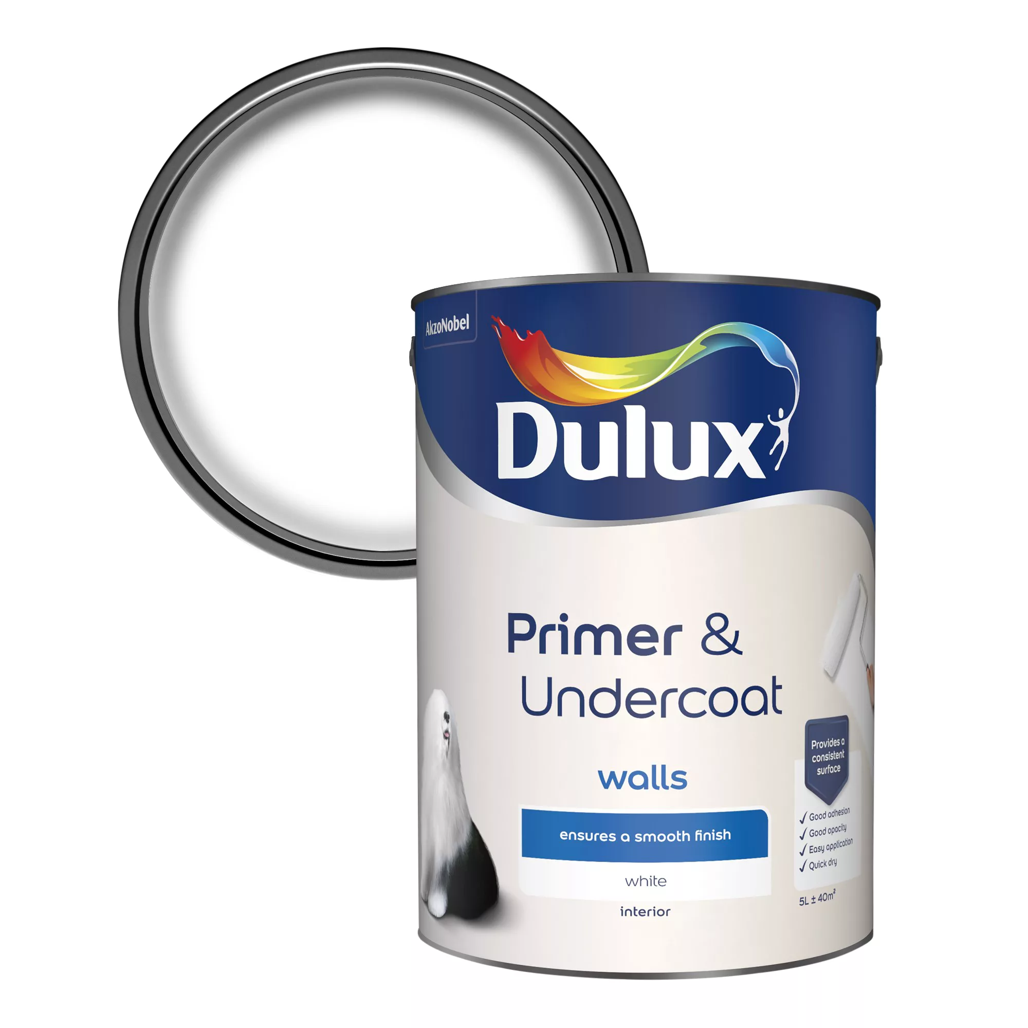 Dulux Walls White Primer & Undercoat, 5L 3 Dulux Walls White Primer & Undercoat, 5L