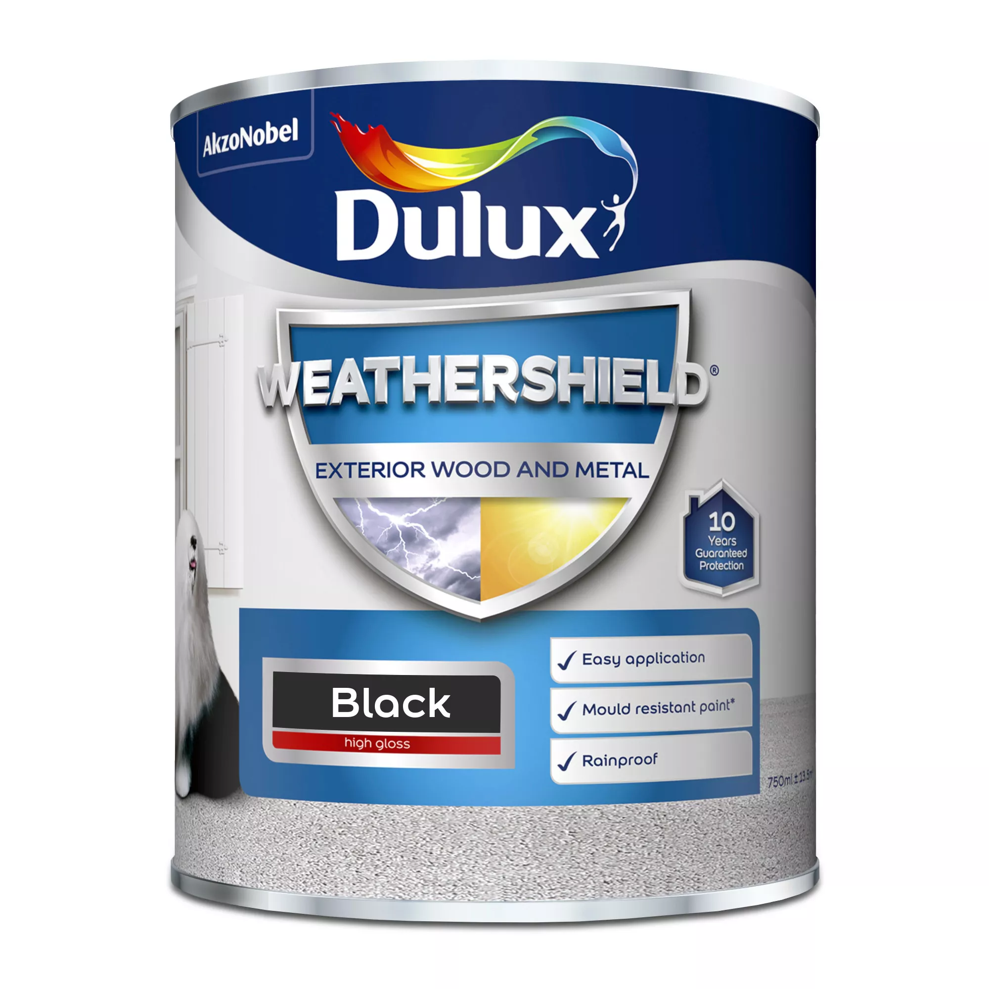 Dulux Weathershield Black Gloss Exterior Metal & Wood Paint, 750ml 4 Dulux Weathershield Black Gloss Exterior Metal & Wood Paint, 750ml - Image 2