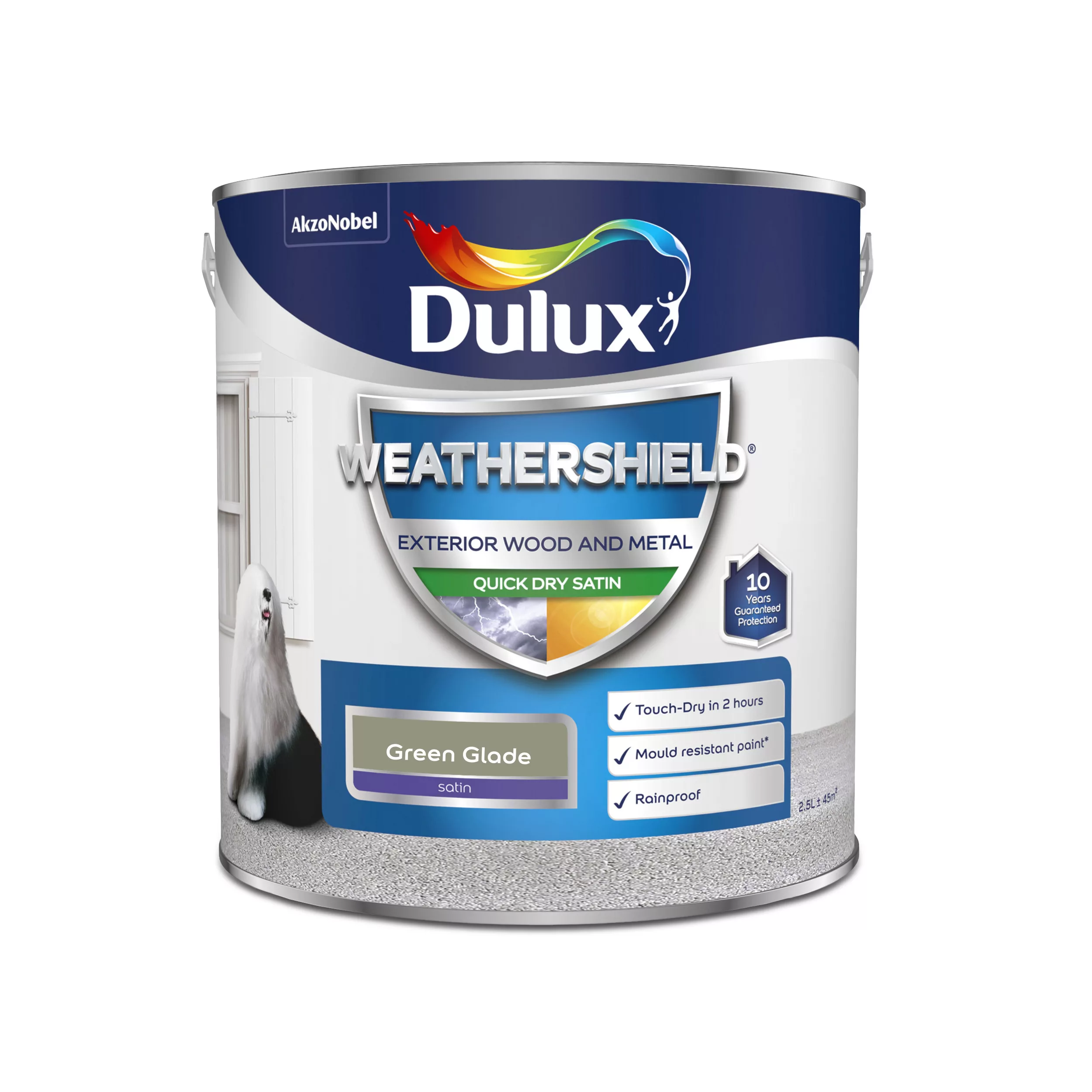 Dulux Weathershield Green Glade Satinwood Exterior Metal & Wood Paint, 2.5L 4 Dulux Weathershield Green Glade Satinwood Exterior Metal & Wood Paint, 2.5L - Image 2