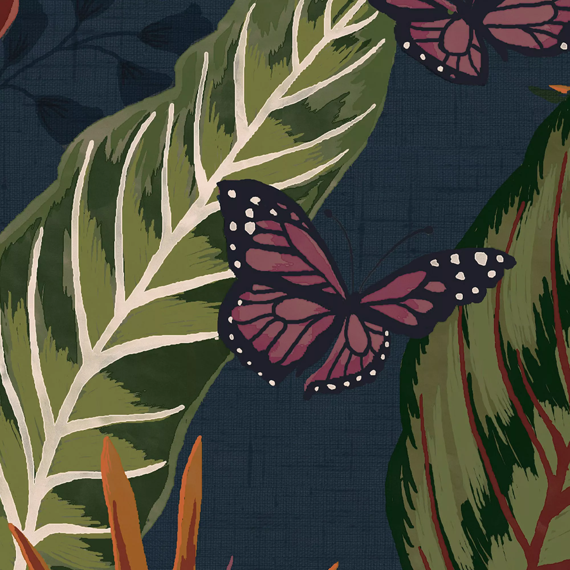 Envy Eden Dark Navy Floral Smooth Wallpaper 5 Envy Eden Dark Navy Floral Smooth Wallpaper - Image 3