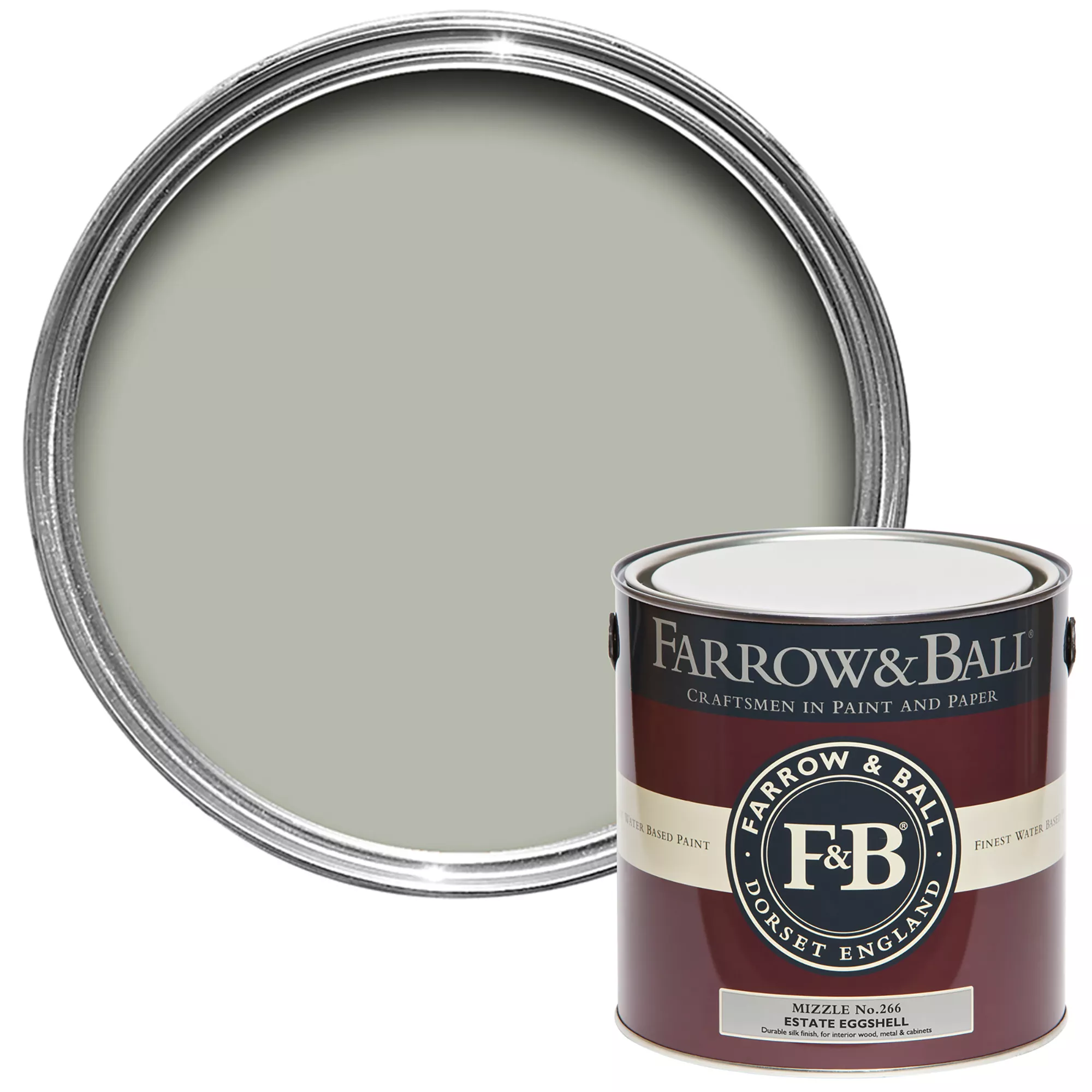 Farrow & Ball Estate Mizzle No.266 Eggshell Paint, 2.5L 3 Farrow & Ball Estate Mizzle No.266 Eggshell Paint, 2.5L