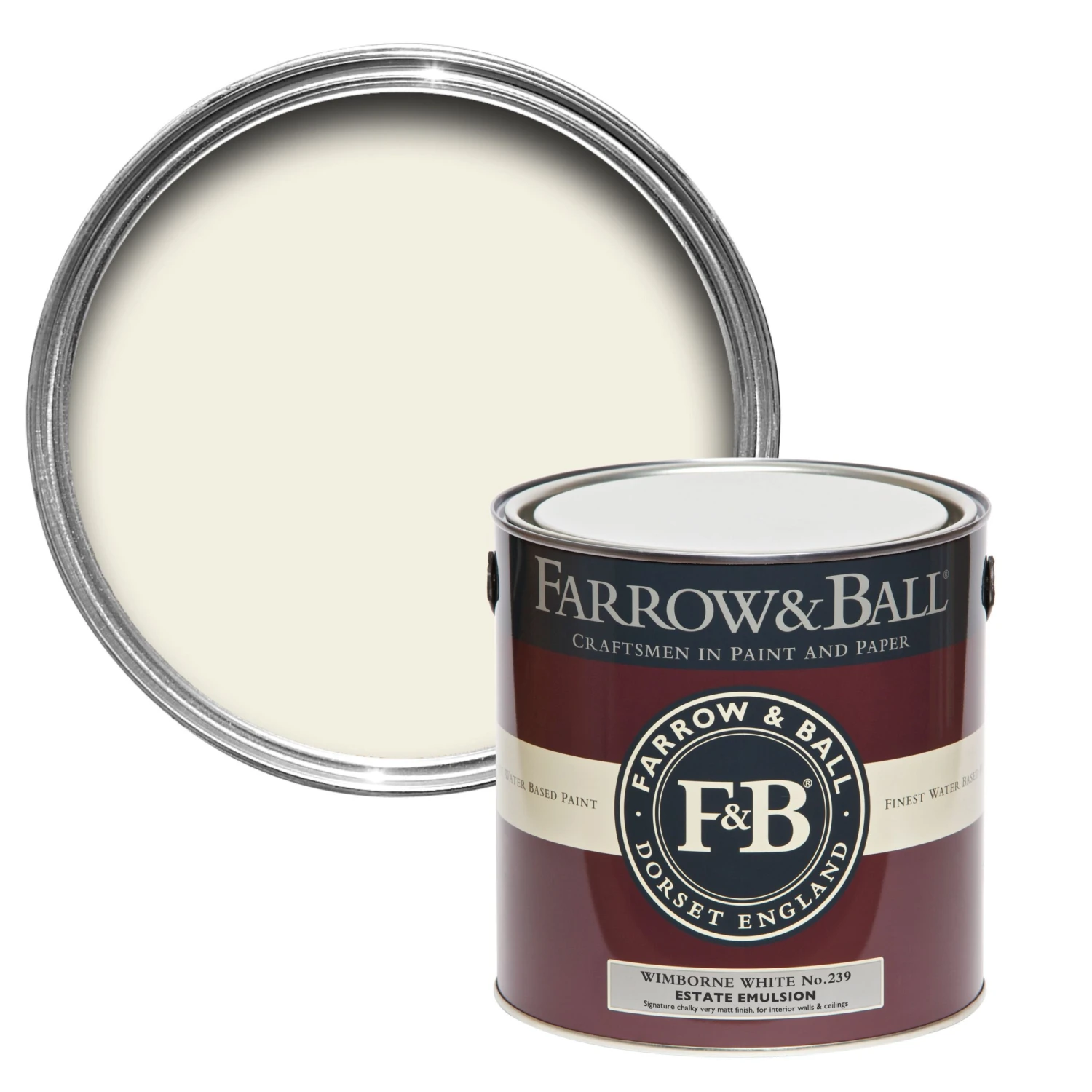 Farrow & Ball Estate Wimborne White No.239 Matt Emulsion Paint, 2.5L 3 Farrow & Ball Estate Wimborne White No.239 Matt Emulsion Paint, 2.5L