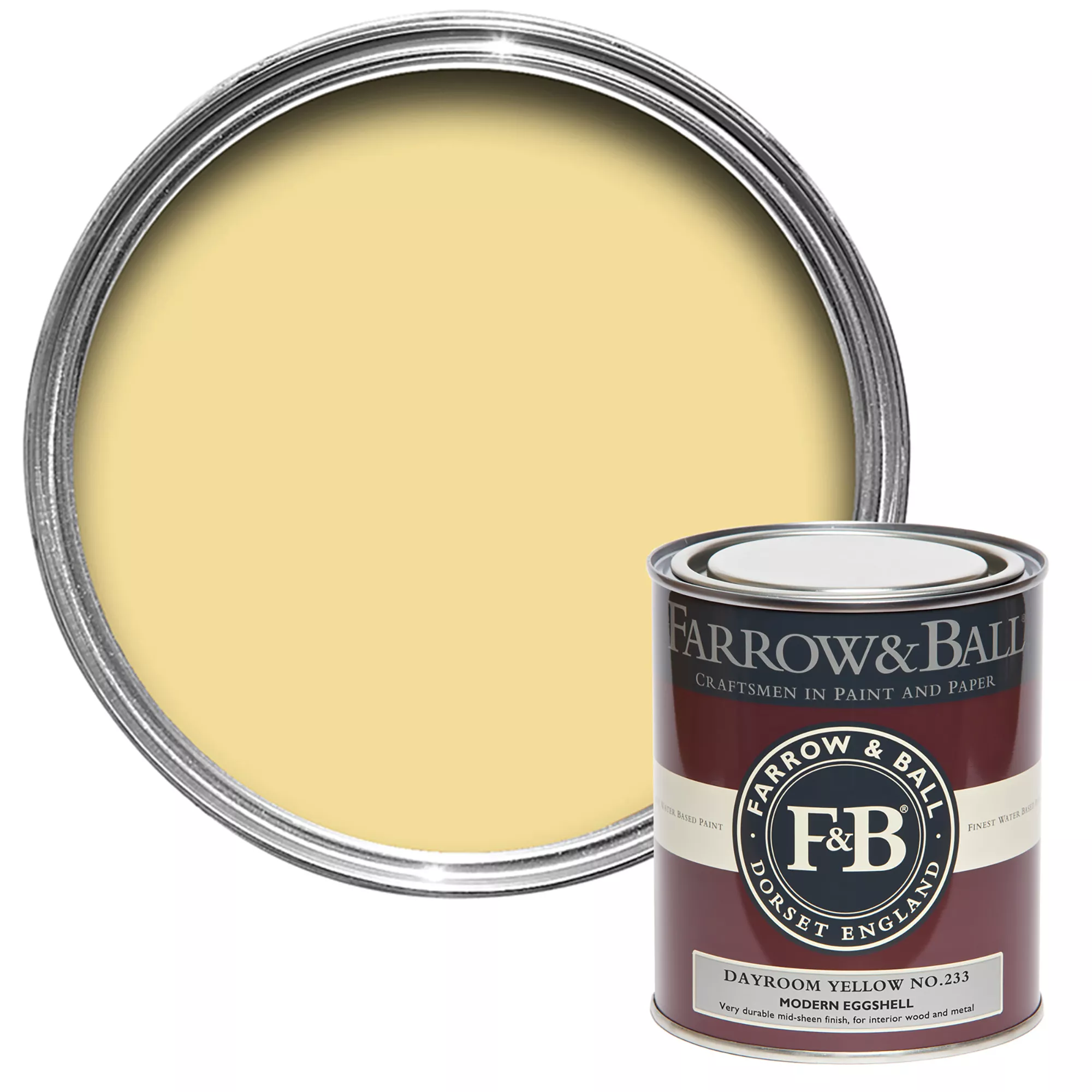 Farrow & Ball Modern Dayroom Yellow No.233 Eggshell Paint, 750ml 3 Farrow & Ball Modern Dayroom Yellow No.233 Eggshell Paint, 750ml