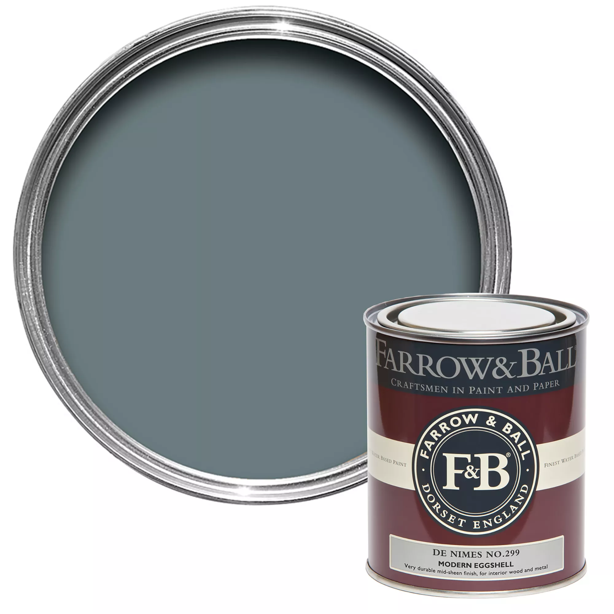 Farrow & Ball Modern De Nimes No.299 Eggshell Paint, 750ml 3 Farrow & Ball Modern De Nimes No.299 Eggshell Paint, 750ml