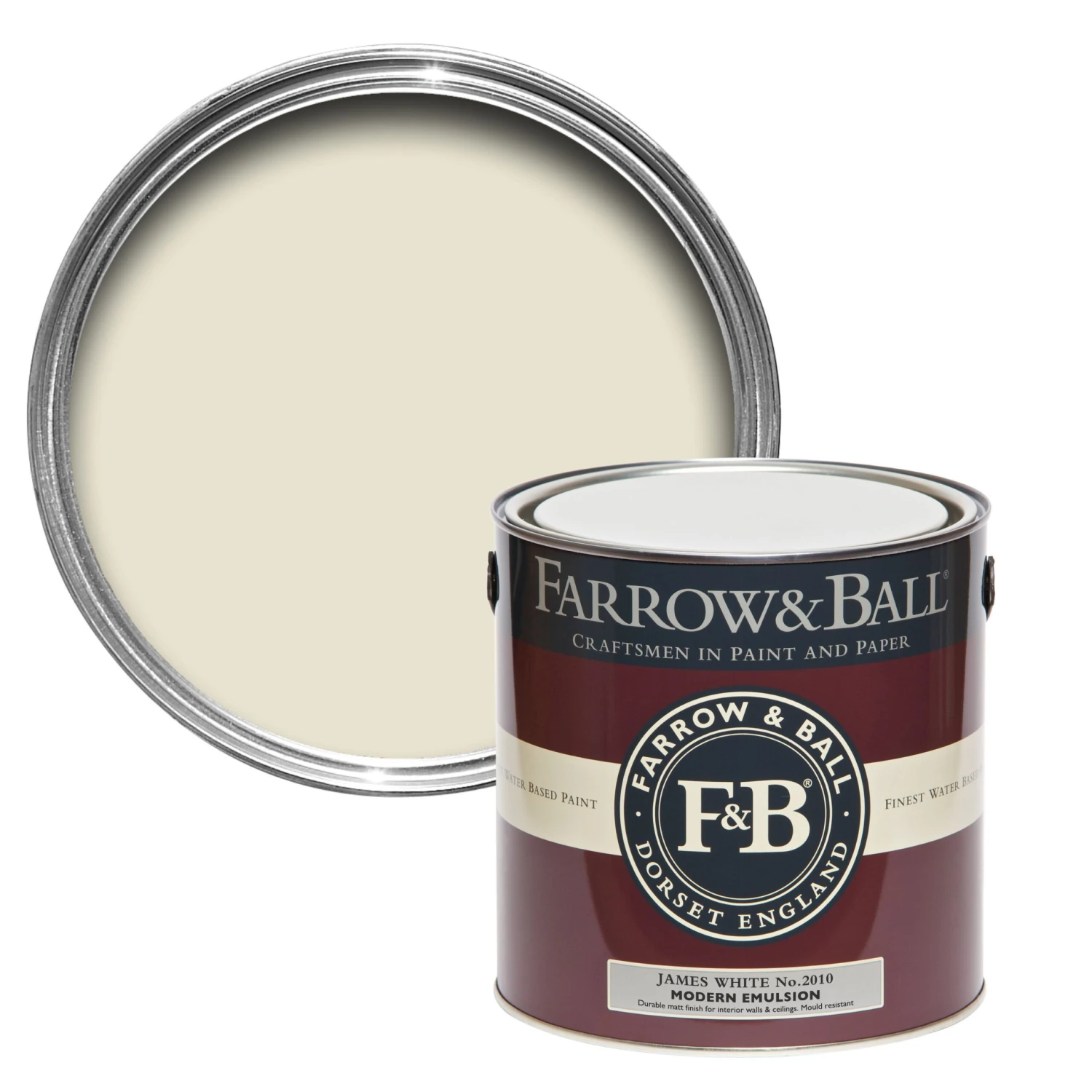 Farrow & Ball Modern James White No.2010 Matt Emulsion Paint, 2.5L 3 Farrow & Ball Modern James White No.2010 Matt Emulsion Paint, 2.5L