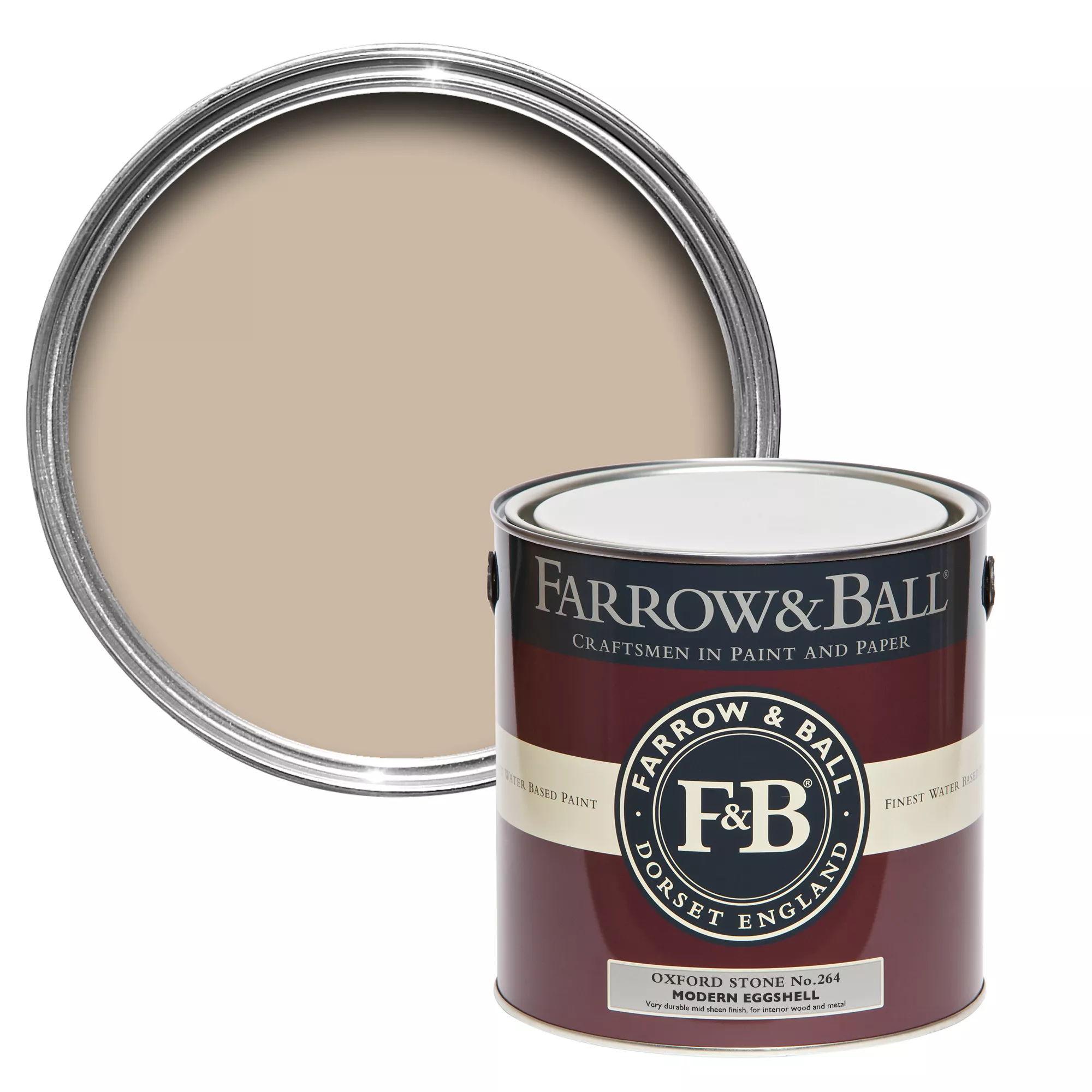 Farrow & Ball Modern Oxford Stone No.264 Eggshell Paint, 2.5L 3 Farrow & Ball Modern Oxford Stone No.264 Eggshell Paint, 2.5L