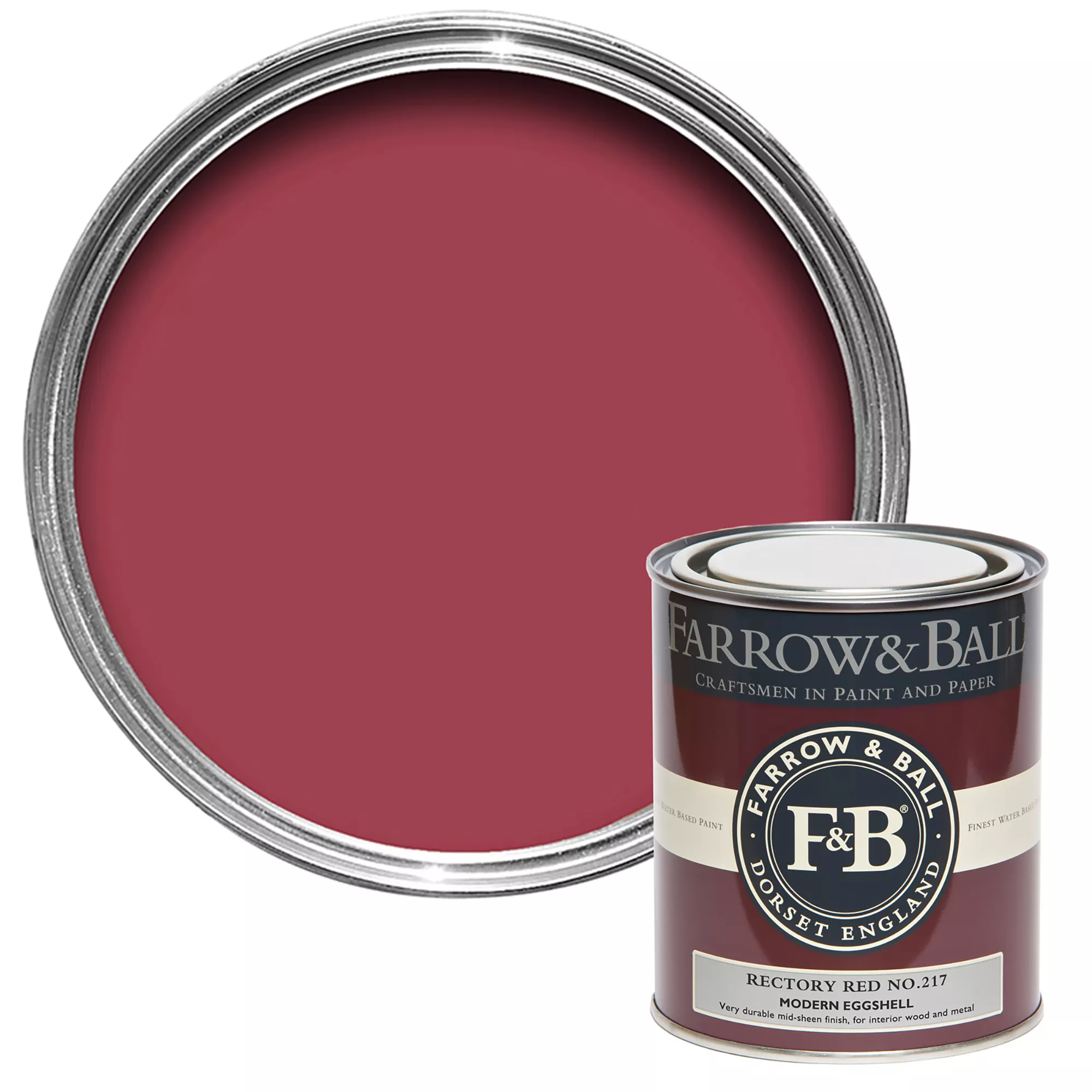 Farrow & Ball Modern Rectory Red No.217 Eggshell Paint, 750ml 3 Farrow & Ball Modern Rectory Red No.217 Eggshell Paint, 750ml