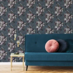 GoodHome Chryso Blue Floral Textured Wallpaper -Hammerite Store goodhome chryso blue floral textured wallpaper5059340408873 20i