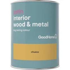 GoodHome Chueca Satin Metal & Wood Paint, 750ml 5 GoodHome Chueca Satin Metal & Wood Paint, 750ml -Hammerite Store goodhome chueca satin metal wood paint 750ml5036581059613 02c bq