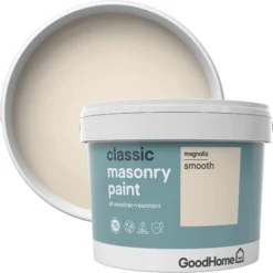 GoodHome Classic Magnolia Smooth Matt Masonry Paint, 10L -Hammerite Store goodhome classic magnolia smooth matt masonry paint 10l3663602521662 37c