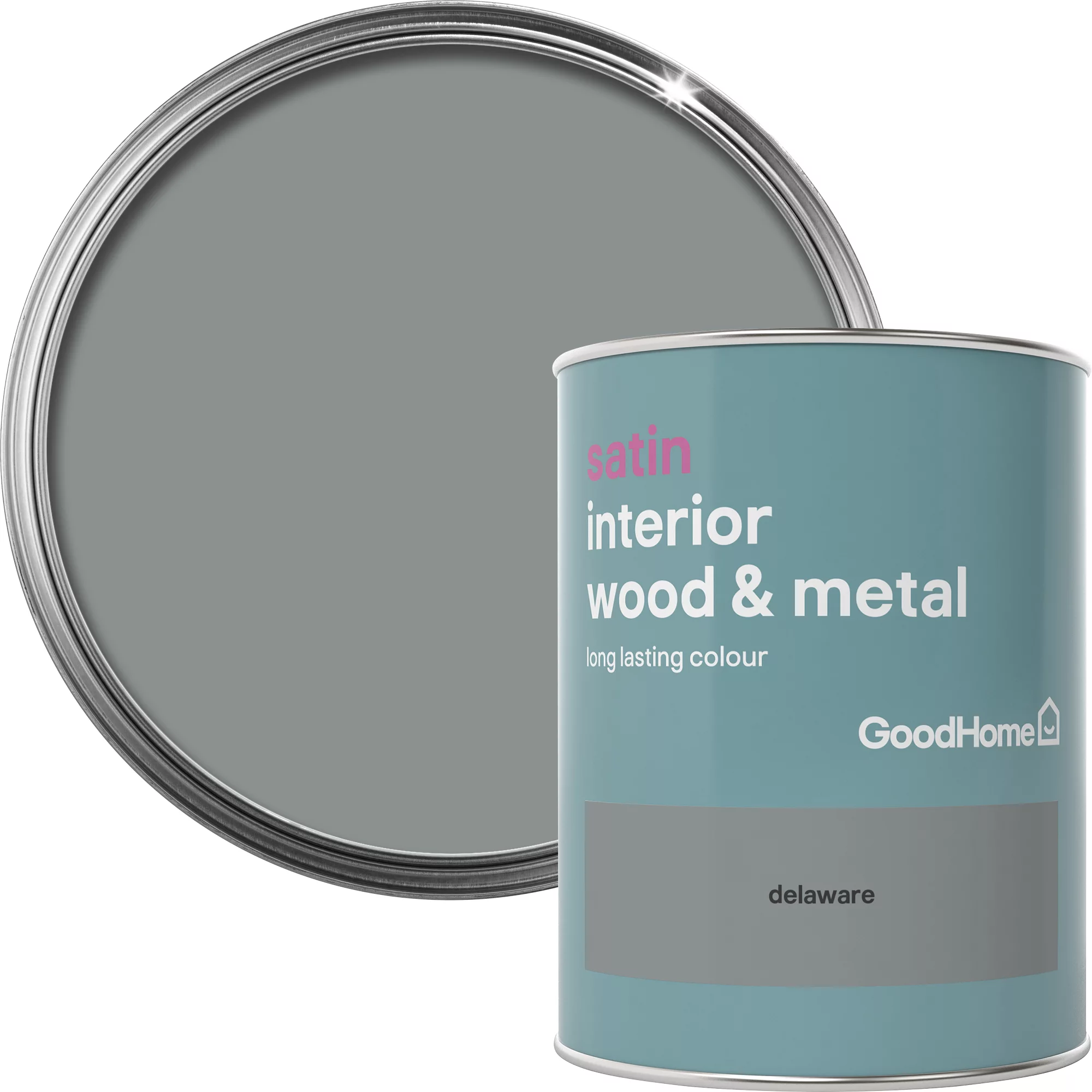 GoodHome Delaware Satin Metal & Wood Paint, 750ml 3 GoodHome Delaware Satin Metal & Wood Paint, 750ml