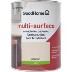 GoodHome Durable Cancun Satin Multi-surface Paint, 750ml -Hammerite Store goodhome durable cancun satin multi surface paint 750ml3663602585671 02c