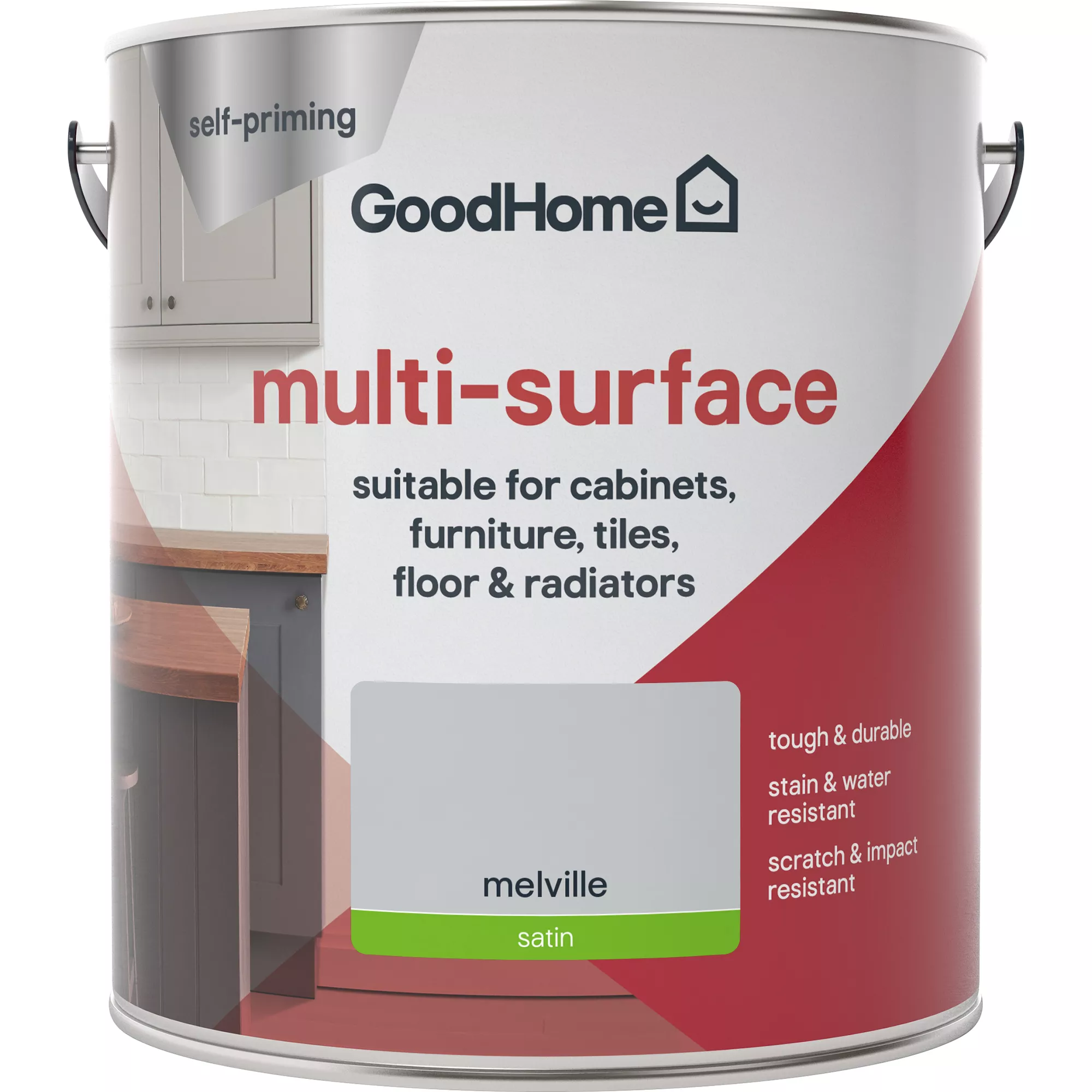 GoodHome Durable Melville Satin Multi-surface Paint, 2L 5 GoodHome Durable Melville Satin Multi-surface Paint, 2L - Image 3