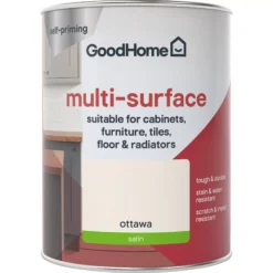 GoodHome Durable Ottawa Satin Multi-surface Paint, 750ml -Hammerite Store goodhome durable ottawa satin multi surface paint 750ml3663602585763 02c