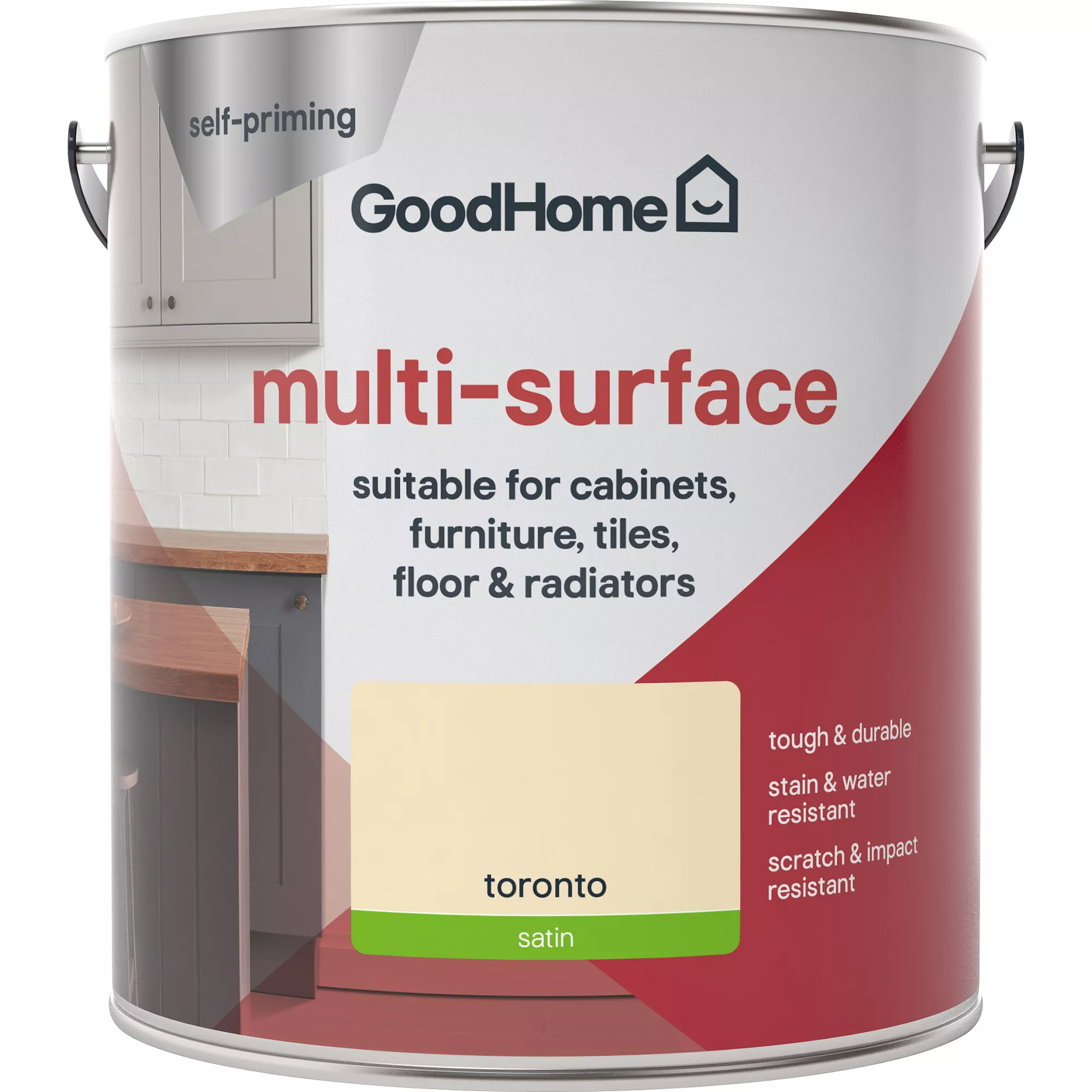 GoodHome Durable Toronto Satin Multi-surface Paint, 2L 5 GoodHome Durable Toronto Satin Multi-surface Paint, 2L - Image 3