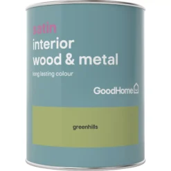 GoodHome Greenhills Satin Metal & Wood Paint, 750ml 5 GoodHome Greenhills Satin Metal & Wood Paint, 750ml -Hammerite Store goodhome greenhills satin metal wood paint 750ml5036581059491 02c BQ