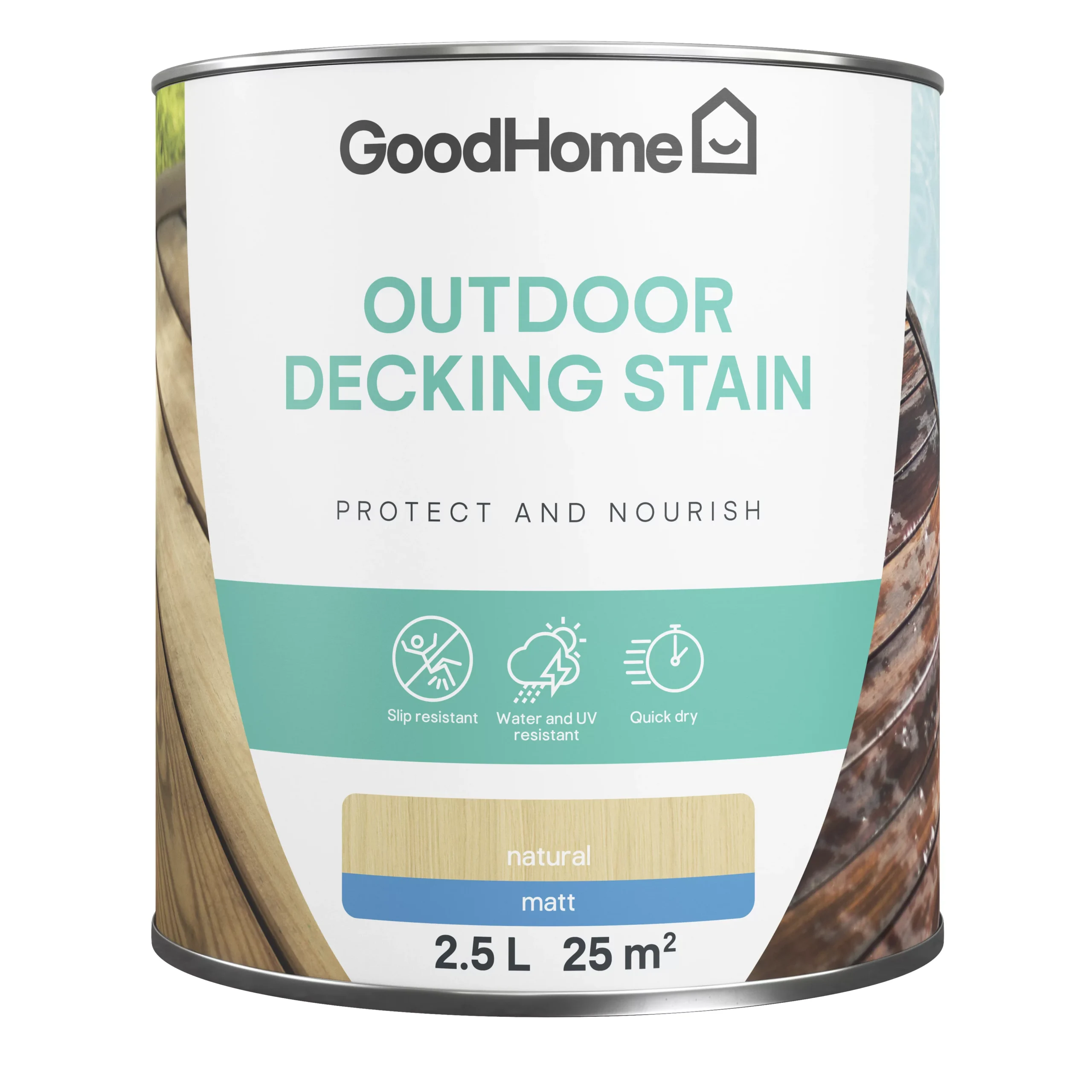 GoodHome Natural Matt Quick Dry Decking Wood Stain, 2.5L 4 GoodHome Natural Matt Quick Dry Decking Wood Stain, 2.5L - Image 2
