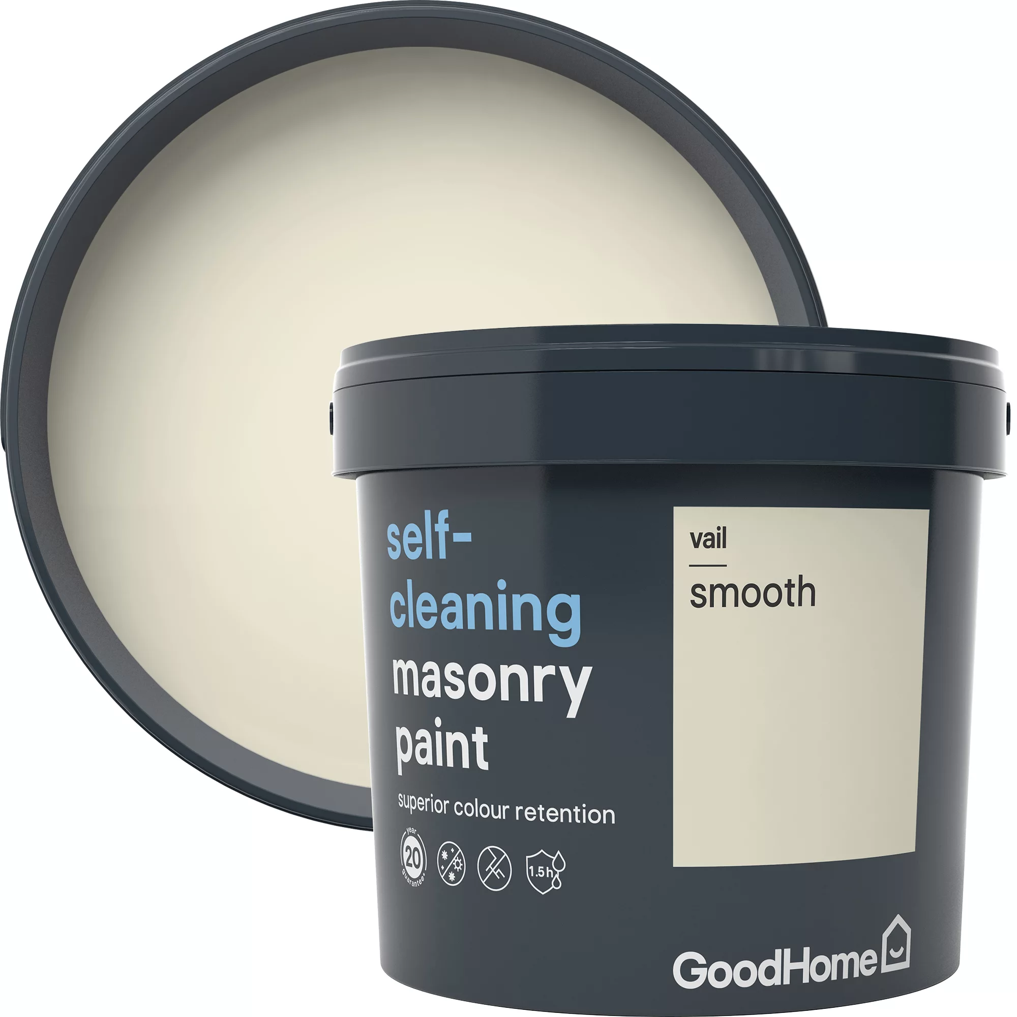 GoodHome Self-cleaning Vail Smooth Matt Masonry Paint, 5L 3 GoodHome Self-cleaning Vail Smooth Matt Masonry Paint, 5L