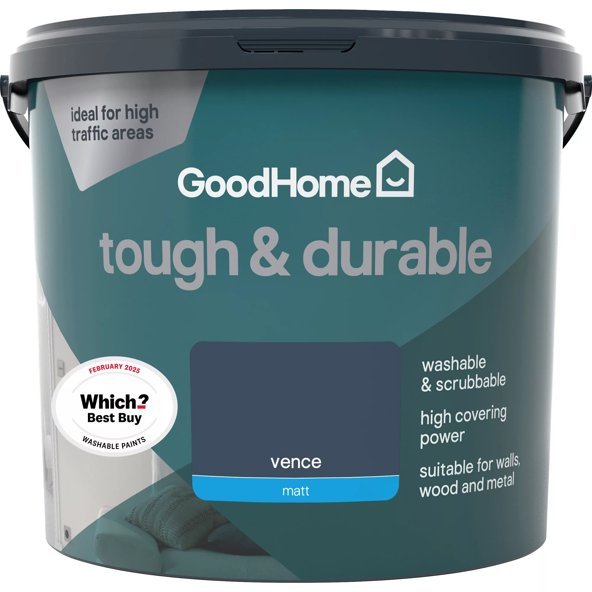 GoodHome Tough & Durable Vence Matt Emulsion Paint, 5L 4 GoodHome Tough & Durable Vence Matt Emulsion Paint, 5L - Image 2