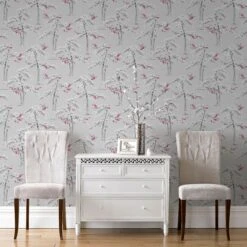 GoodHome Zumrut Grey & Plum Birds & Foliage Textured Wallpaper 9 GoodHome Zumrut Grey & Plum Birds & Foliage Textured Wallpaper -Hammerite Store goodhome zumrut grey plum birds foliage textured wallpaper5059340487625 01i