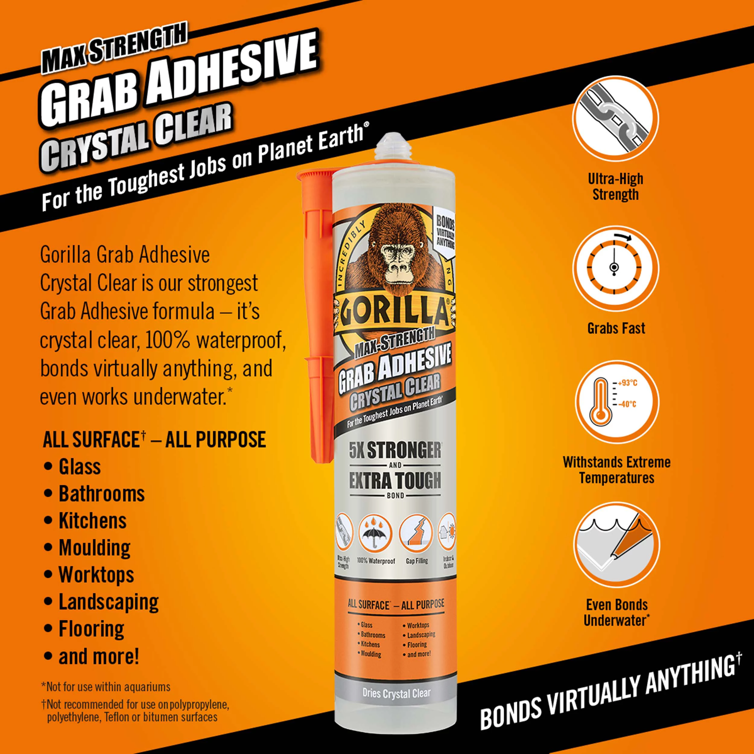 Gorilla Clear Grab Adhesive 270ml 4 Gorilla Clear Grab Adhesive 270ml - Image 2