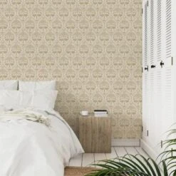 Grandeco Beige Flamingo Metallic Effect Embossed Wallpaper -Hammerite Store grandeco beige flamingo metallic effect embossed wallpaper5411012481360 01i bq