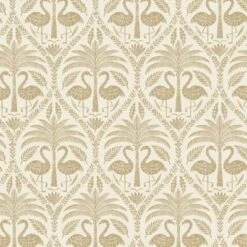 Grandeco Beige Flamingo Metallic Effect Embossed Wallpaper