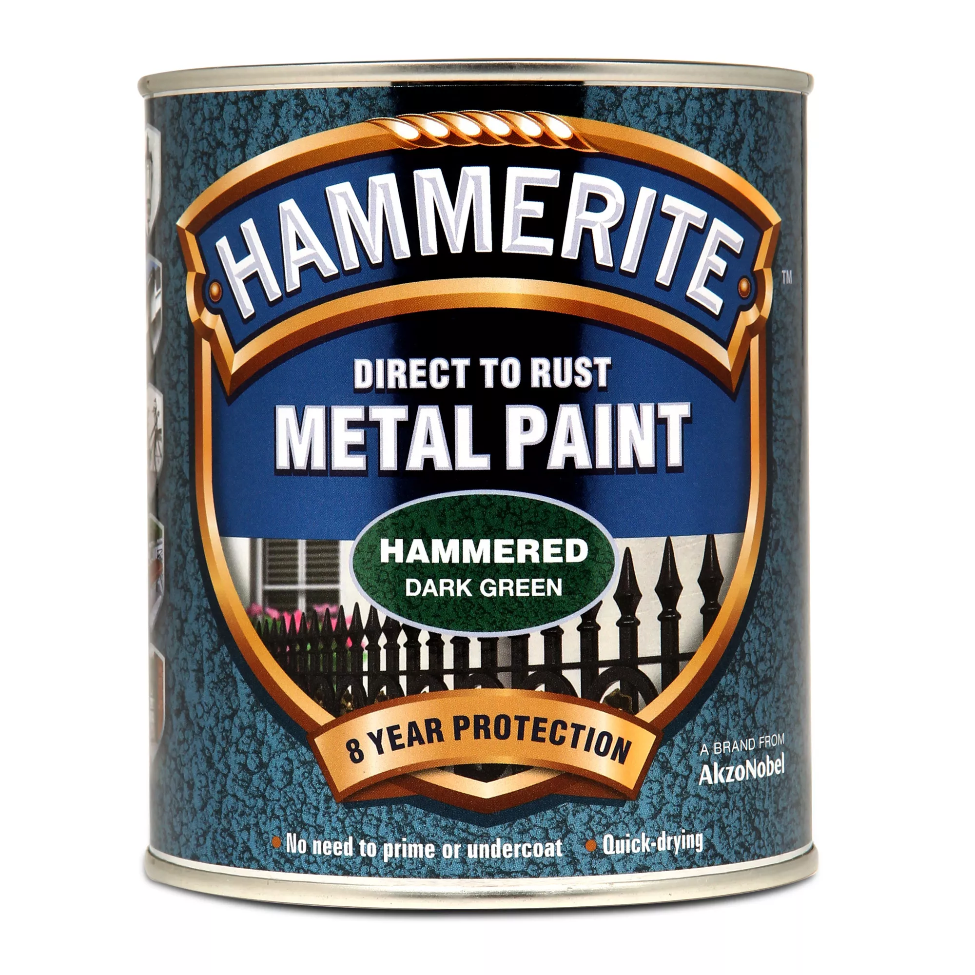 Hammerite Dark Green Hammered Effect Metal Paint, 750ml 4 Hammerite Dark Green Hammered Effect Metal Paint, 750ml - Image 2