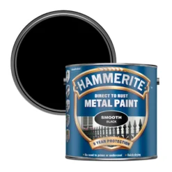 Hammerite Smoothrite Black Gloss Metal Paint, 2.5L