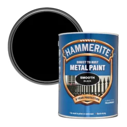 Hammerite Smoothrite Black Gloss Metal Paint, 5L