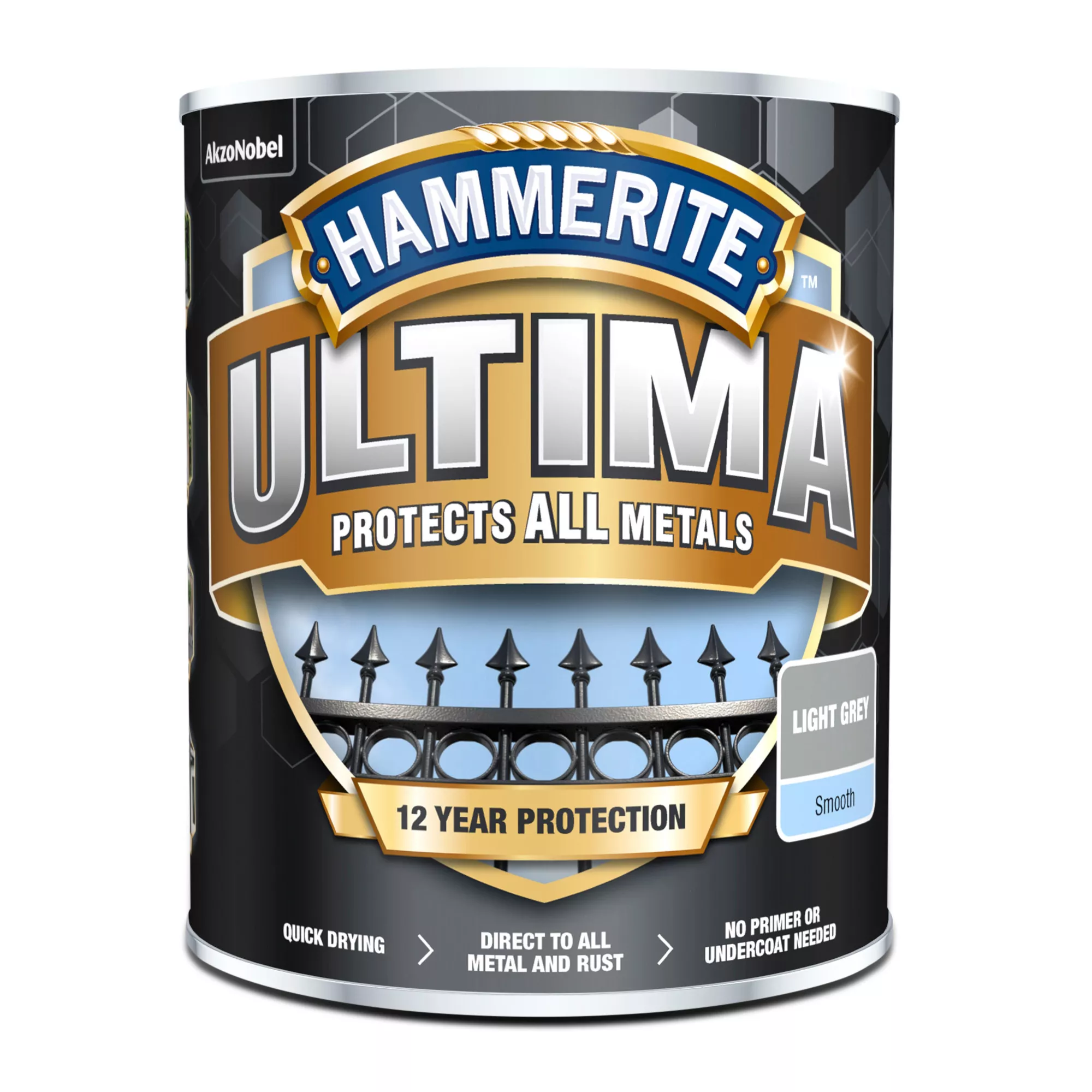 Hammerite Ultima Light Grey Mid Sheen Garden Metal Paint, 750ml Tin 6 Hammerite Ultima Light Grey Mid Sheen Garden Metal Paint, 750ml Tin - Image 4