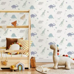 Holden Décor Grey Dinosaur Smooth Wallpaper -Hammerite Store holden decor grey dinosaur smooth wallpaper5022976420502 01i bq