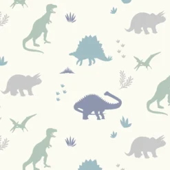 Holden Décor Grey Dinosaur Smooth Wallpaper