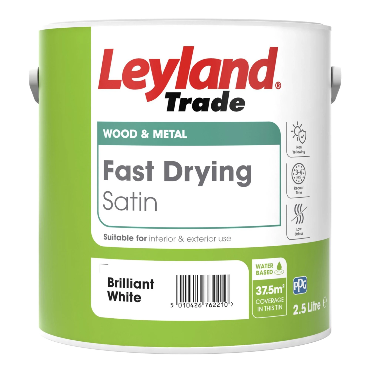 Leyland Trade Fast Dry White Satinwood Metal & Wood Paint, 2.5L 3 Leyland Trade Fast Dry White Satinwood Metal & Wood Paint, 2.5L