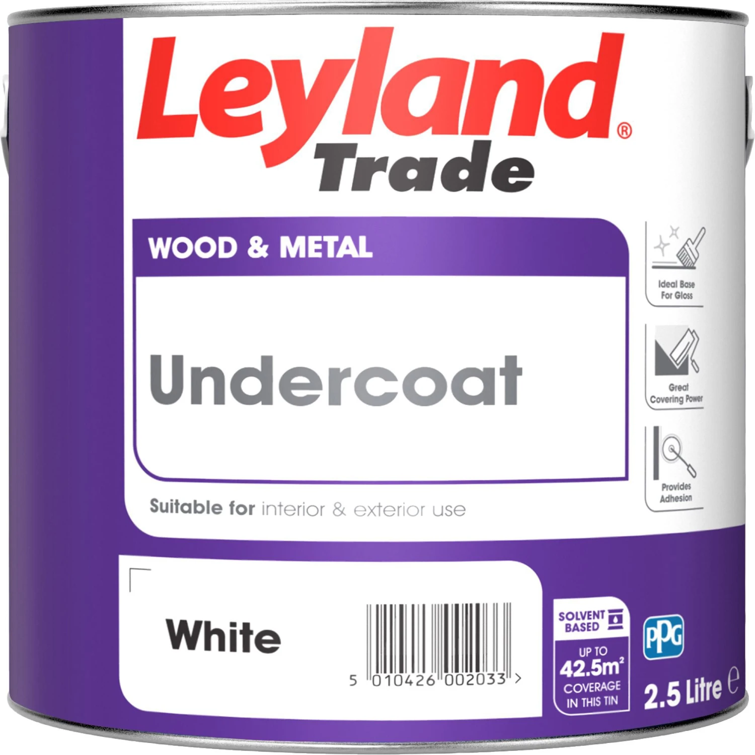 Leyland Trade White Metal & Wood Primer & Undercoat, 2.5L 3 Leyland Trade White Metal & Wood Primer & Undercoat, 2.5L