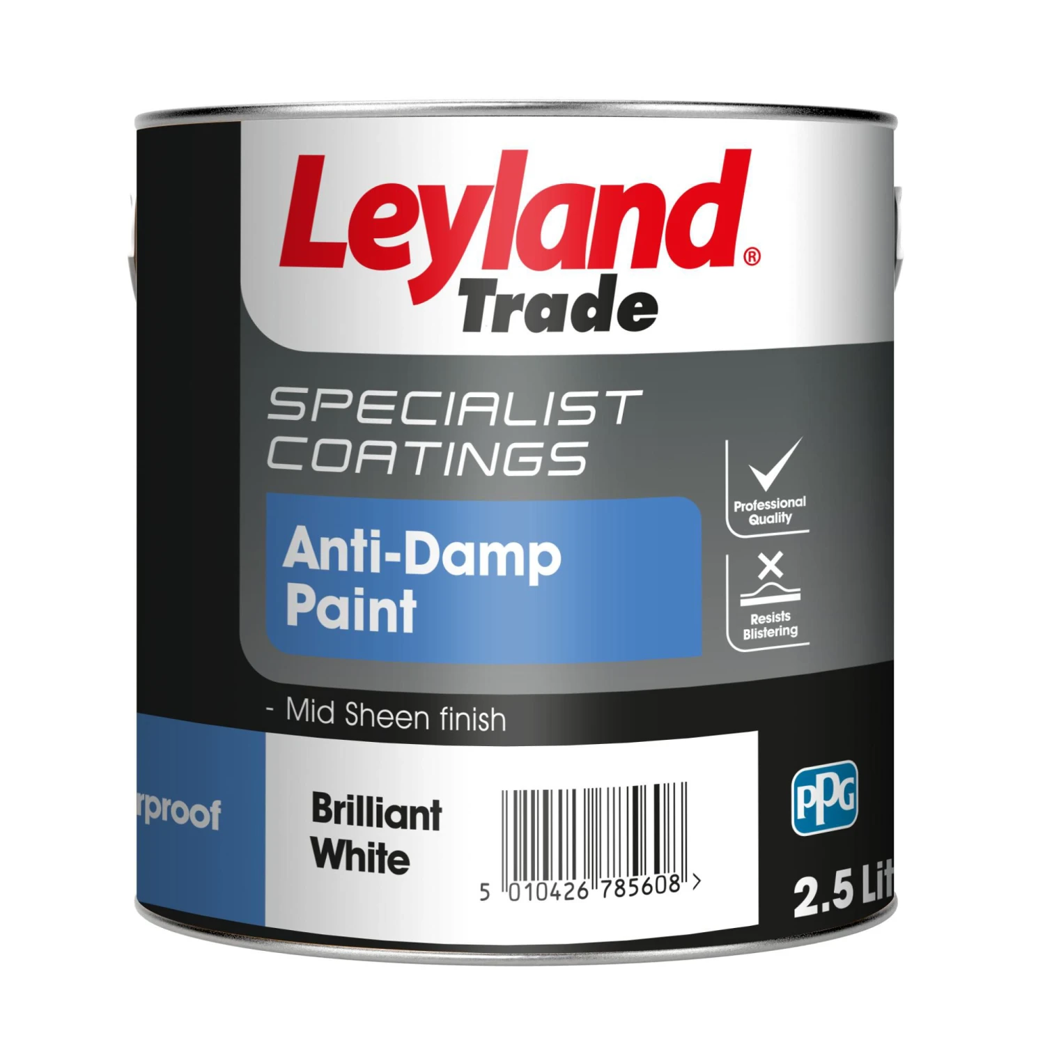 Leyland Trade White Mid Sheen Anti-damp Paint, 2.5L 3 Leyland Trade White Mid Sheen Anti-damp Paint, 2.5L
